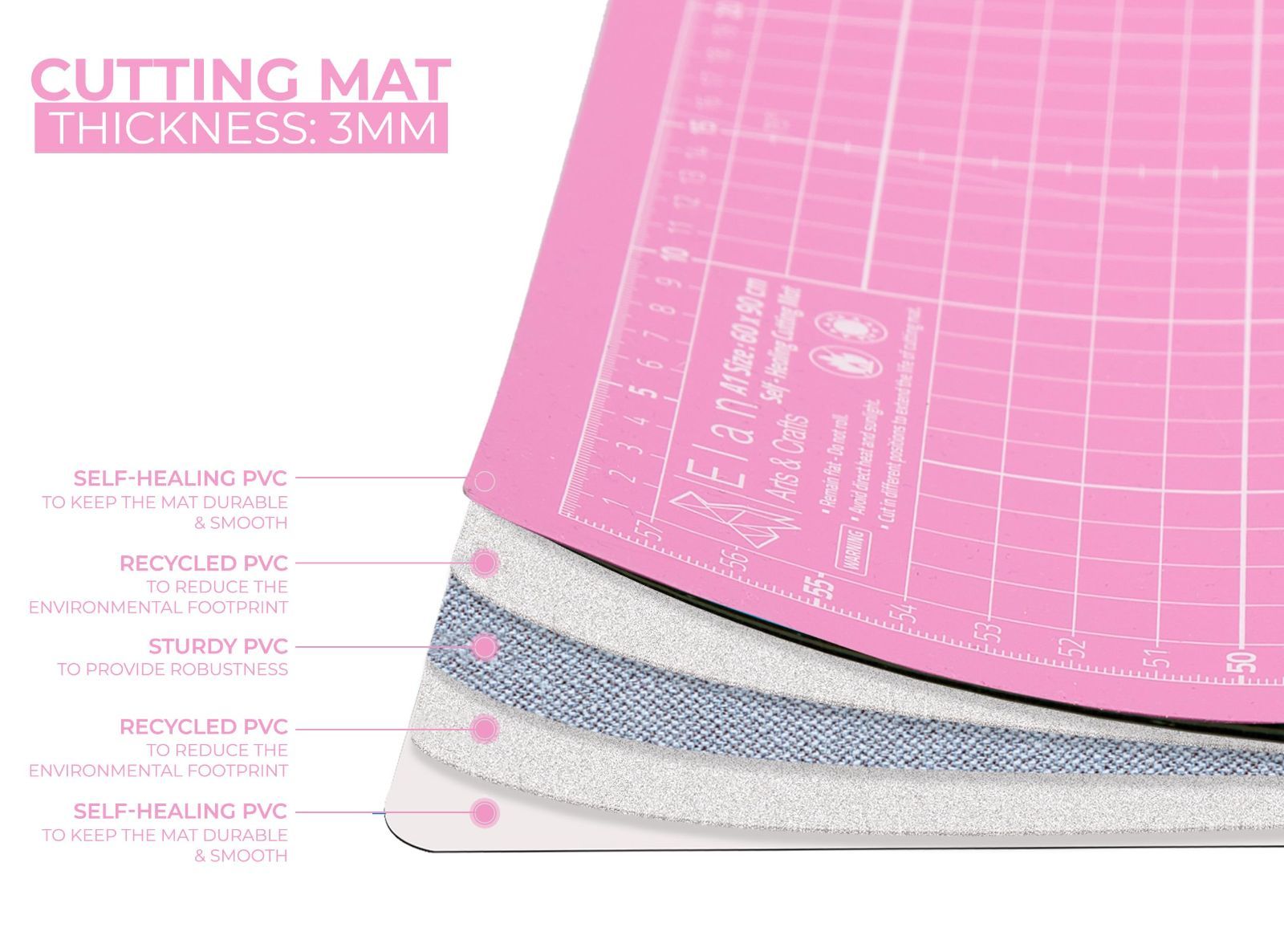 Elan カッターマット 手芸用品 両面仕様 A3 44 x 30cm ピンクパープル