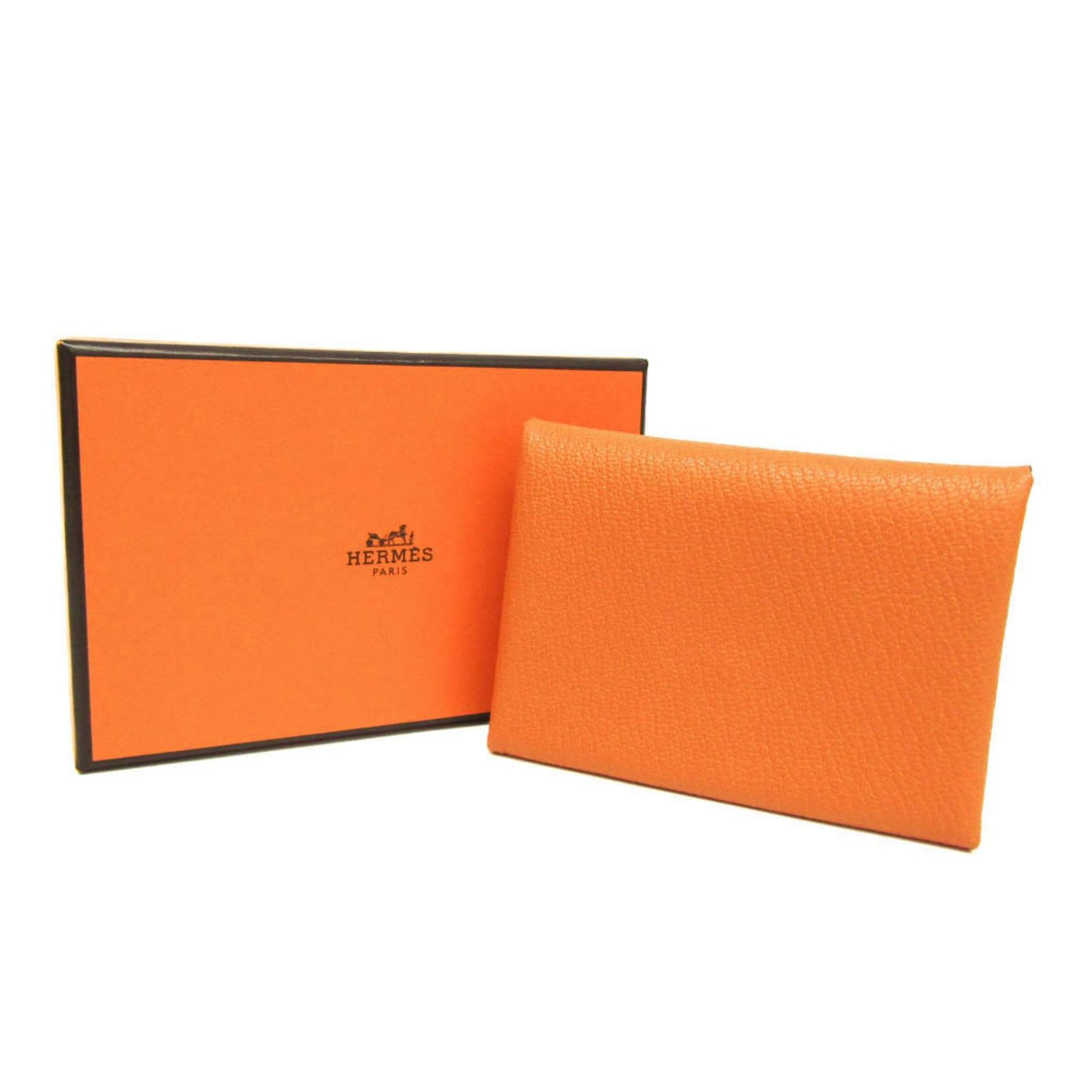 【極稀少】エルメス カルヴィデュオ ケース カードケース オレンジ エルメス)オレンジ☆カルヴィ デュオ☆カード＋コインケース (HERMES