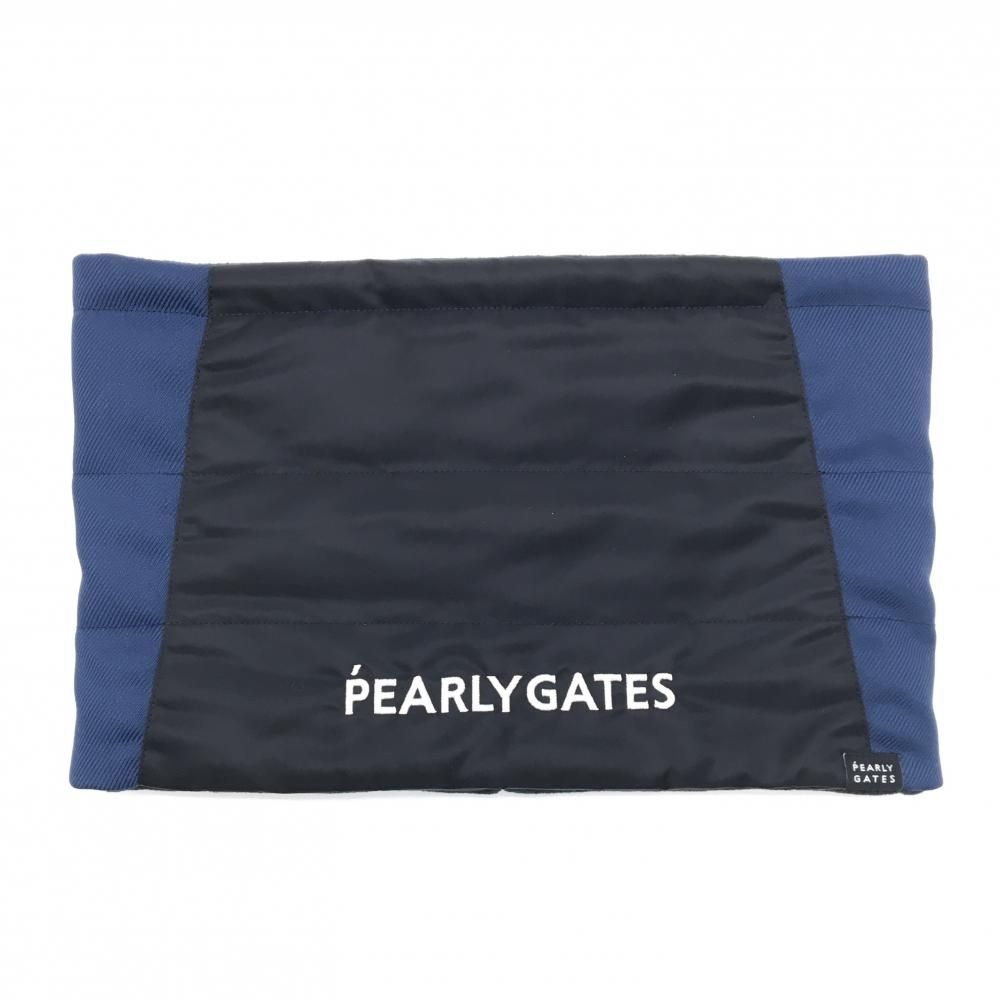 超美品】パーリーゲイツ ネックウォーマー ネイビー×黒 ロゴ刺しゅう