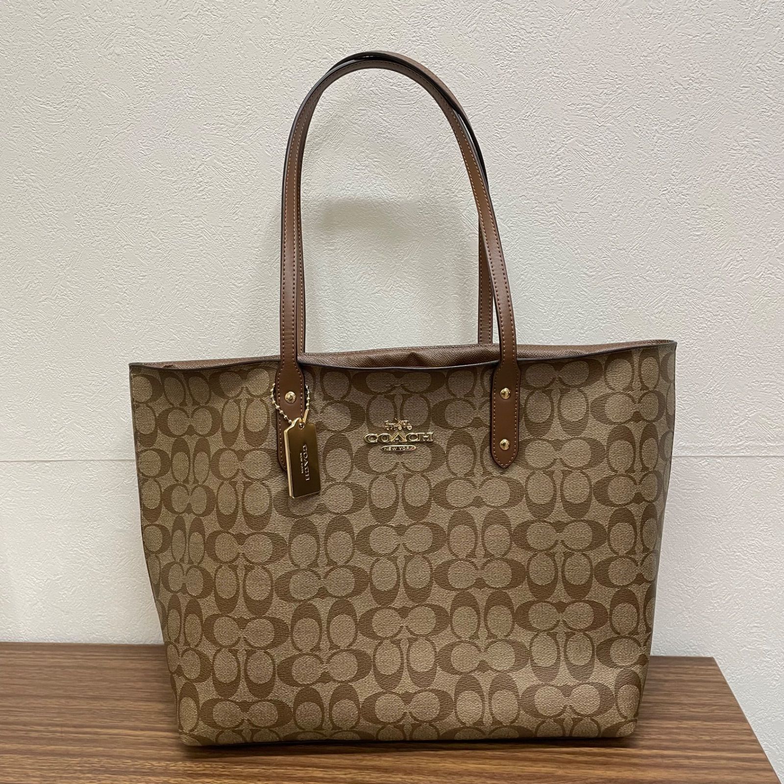 ☆【美品】COACH コーチ トートバッグ 肩かけ シグネチャー F76636 PVC
