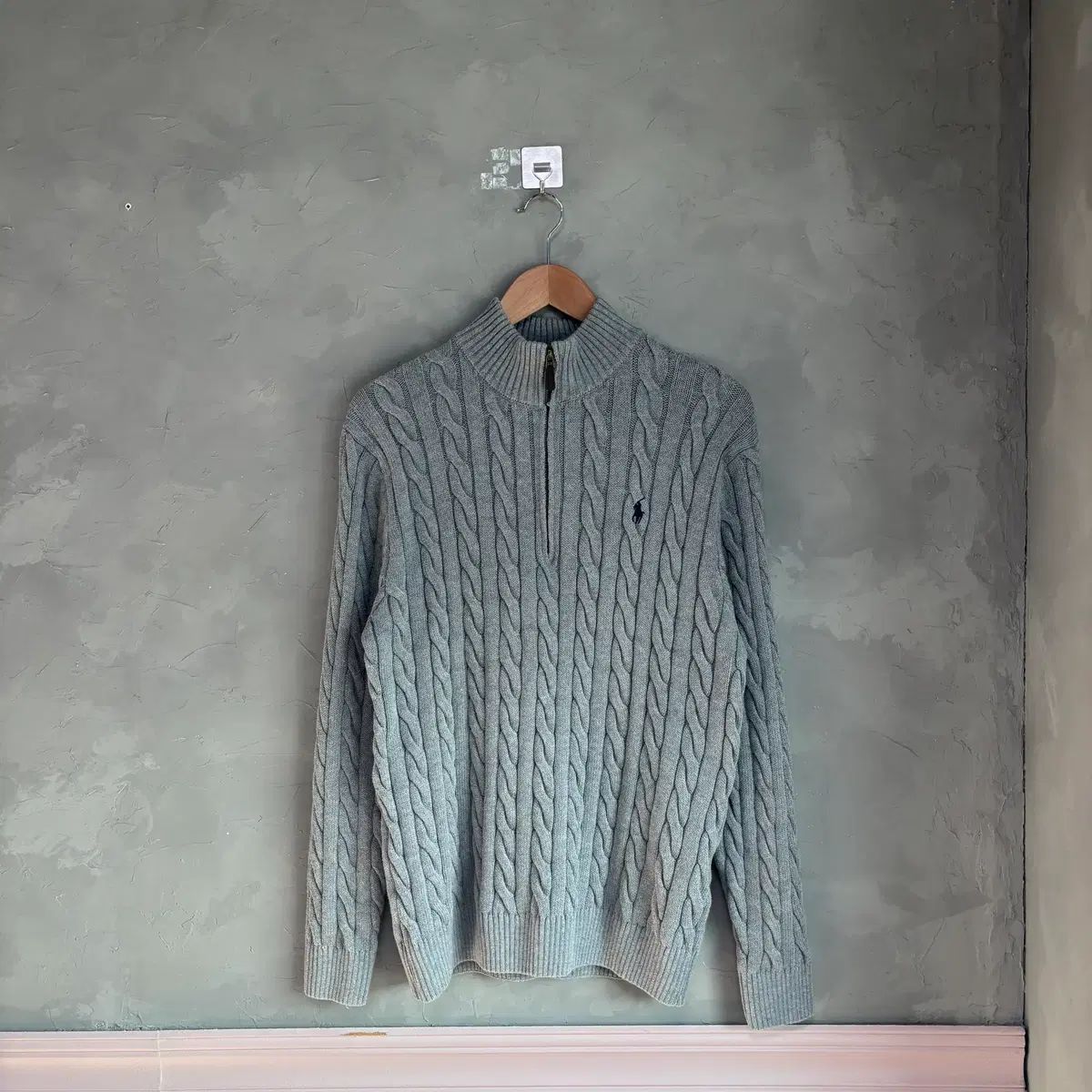 ポロ ラルフローレン ケーブル編み ハーフジップ ニット グレー - メルカリ