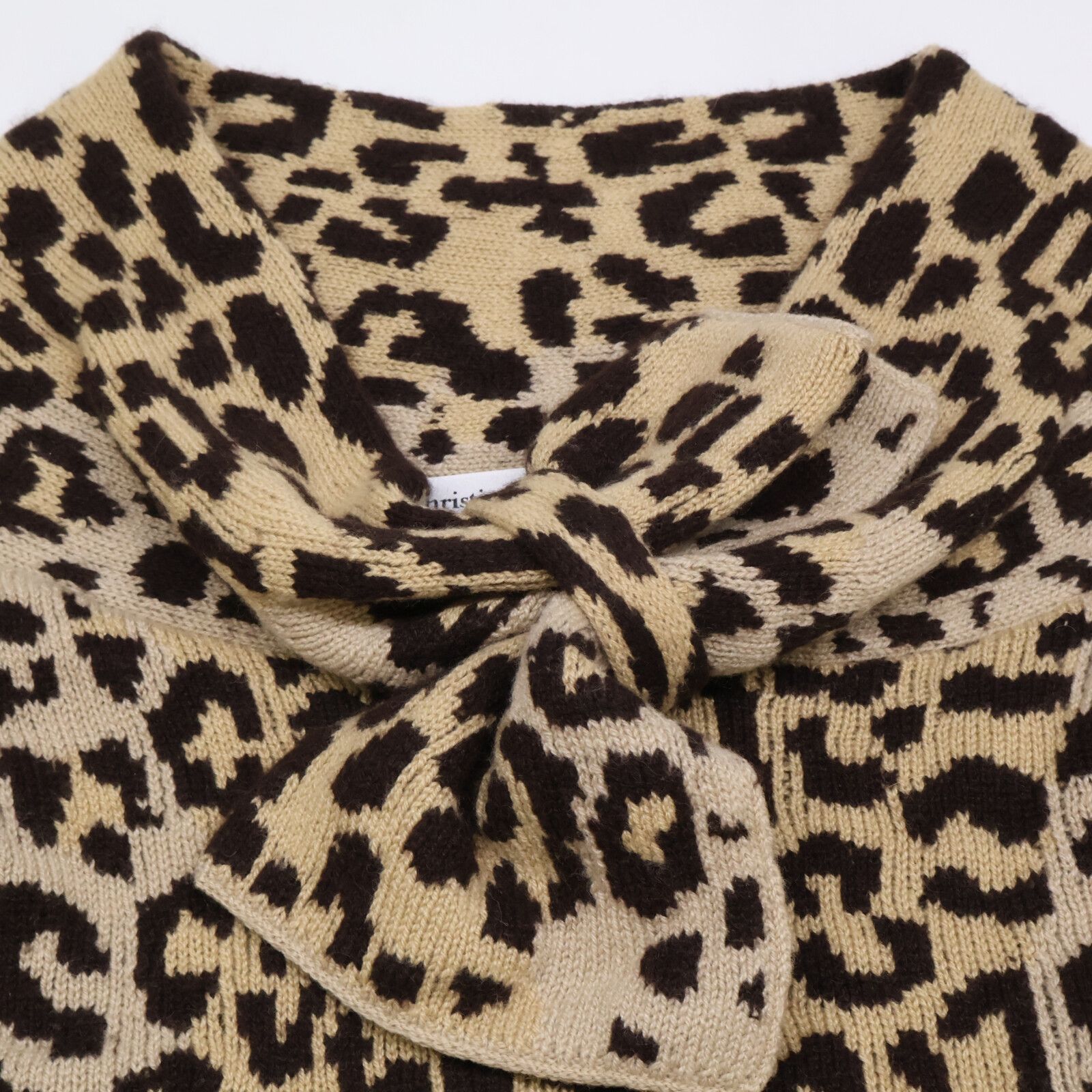 クリスチャンディオール　レオパード柄切り替え　ウール100%ニットベスト　L美品 Christian Dior クリスチャンディオール 【国内正規】154S02AM006