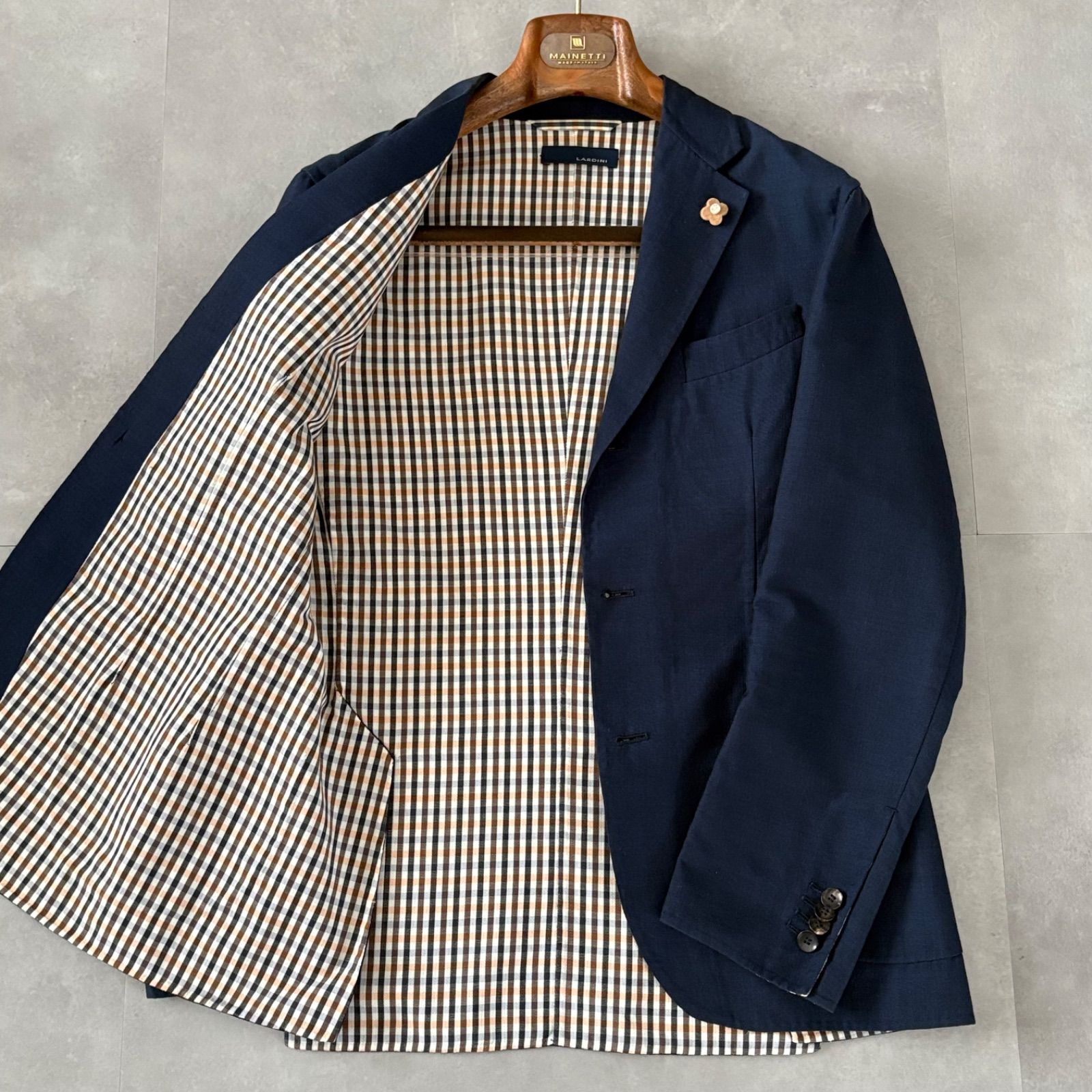 近年モデル LARDINI ラルディーニ シャツジャケット size46 LARDINI ラルディーニ ジャケット サイズ46 紺 綿ウール