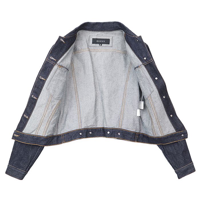 SALE【美品】GUCCI グッチ デニムジャケット シグネチャー ロゴ メタル  