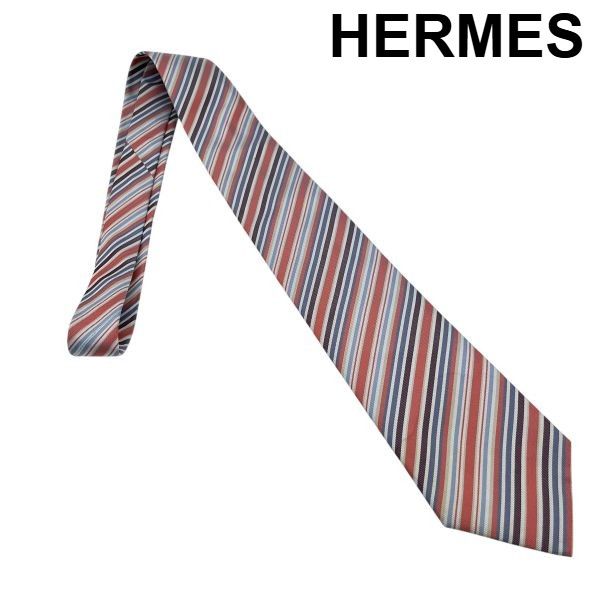 ○ エルメス HERMES ネクタイ ストライプ レジメンタル マルチカラー