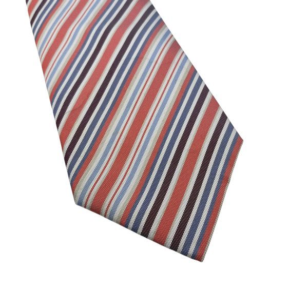 ○ エルメス HERMES ネクタイ ストライプ レジメンタル マルチカラー