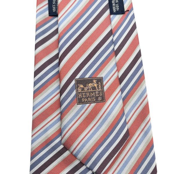 ○ エルメス HERMES ネクタイ ストライプ レジメンタル マルチカラー