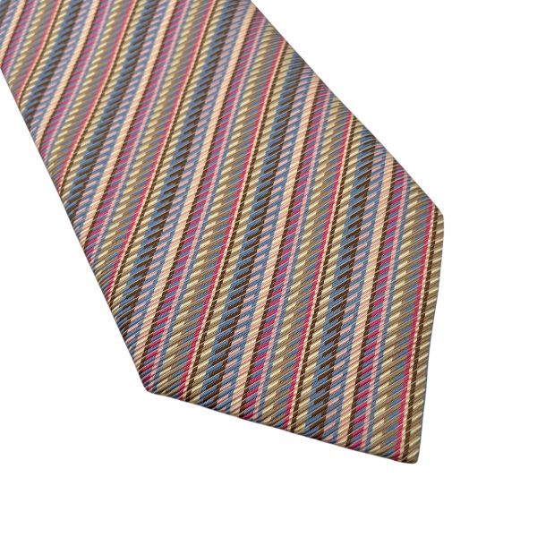 ○ エルメス HERMES ネクタイ ストライプ レジメンタル マルチカラー