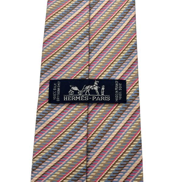 ○ エルメス HERMES ネクタイ ストライプ レジメンタル マルチカラー