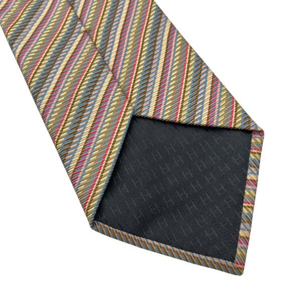 ○ エルメス HERMES ネクタイ ストライプ レジメンタル マルチカラー