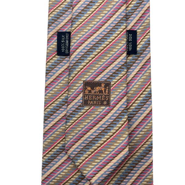 ○ エルメス HERMES ネクタイ ストライプ レジメンタル マルチカラー