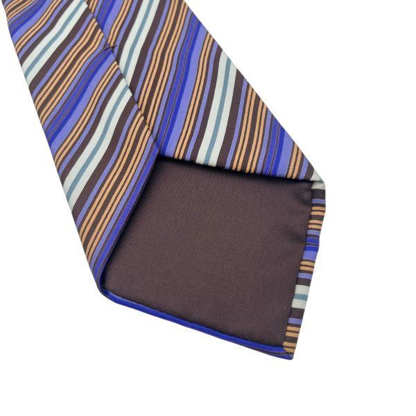 ○ エルメス HERMES ネクタイ ストライプ レジメンタル パープル