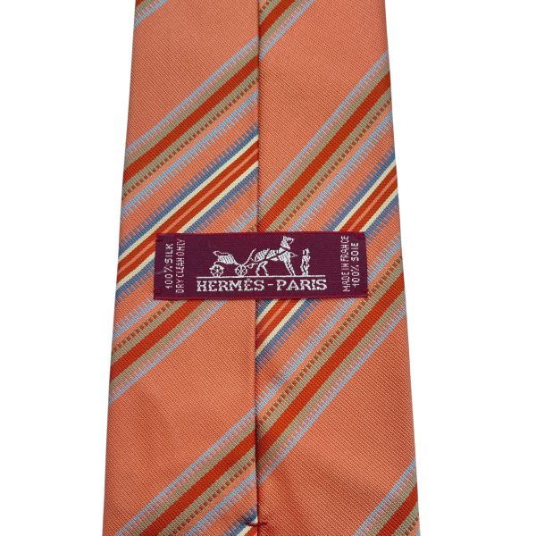 ○ エルメス HERMES ネクタイ ストライプ レジメンタル オレンジ