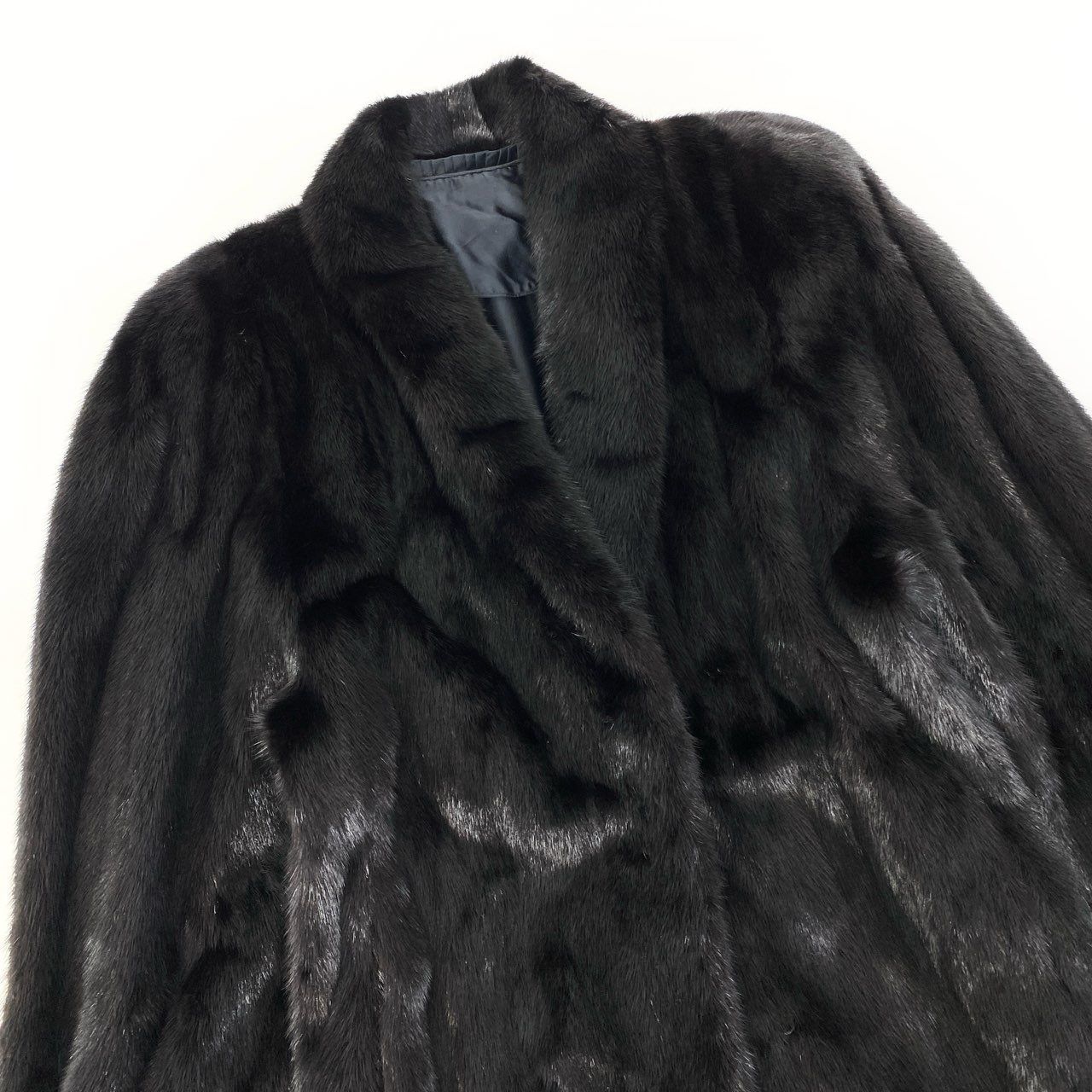 11a27 ダークミンク ロングコート サイズF ブラック 本毛皮 Dark Mink