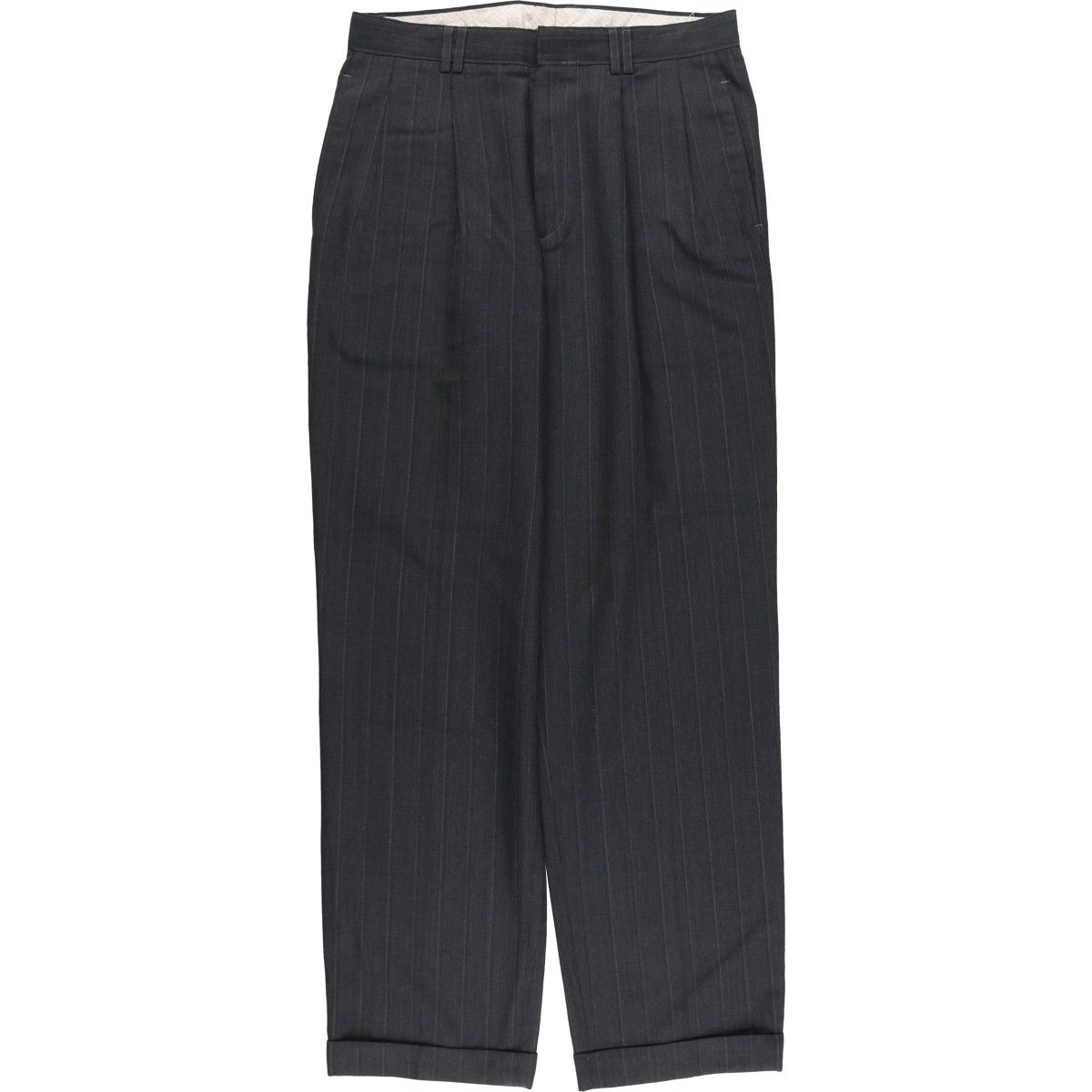 古着 ストライプ柄 ツータック スラックスパンツ USA製 メンズw32相当