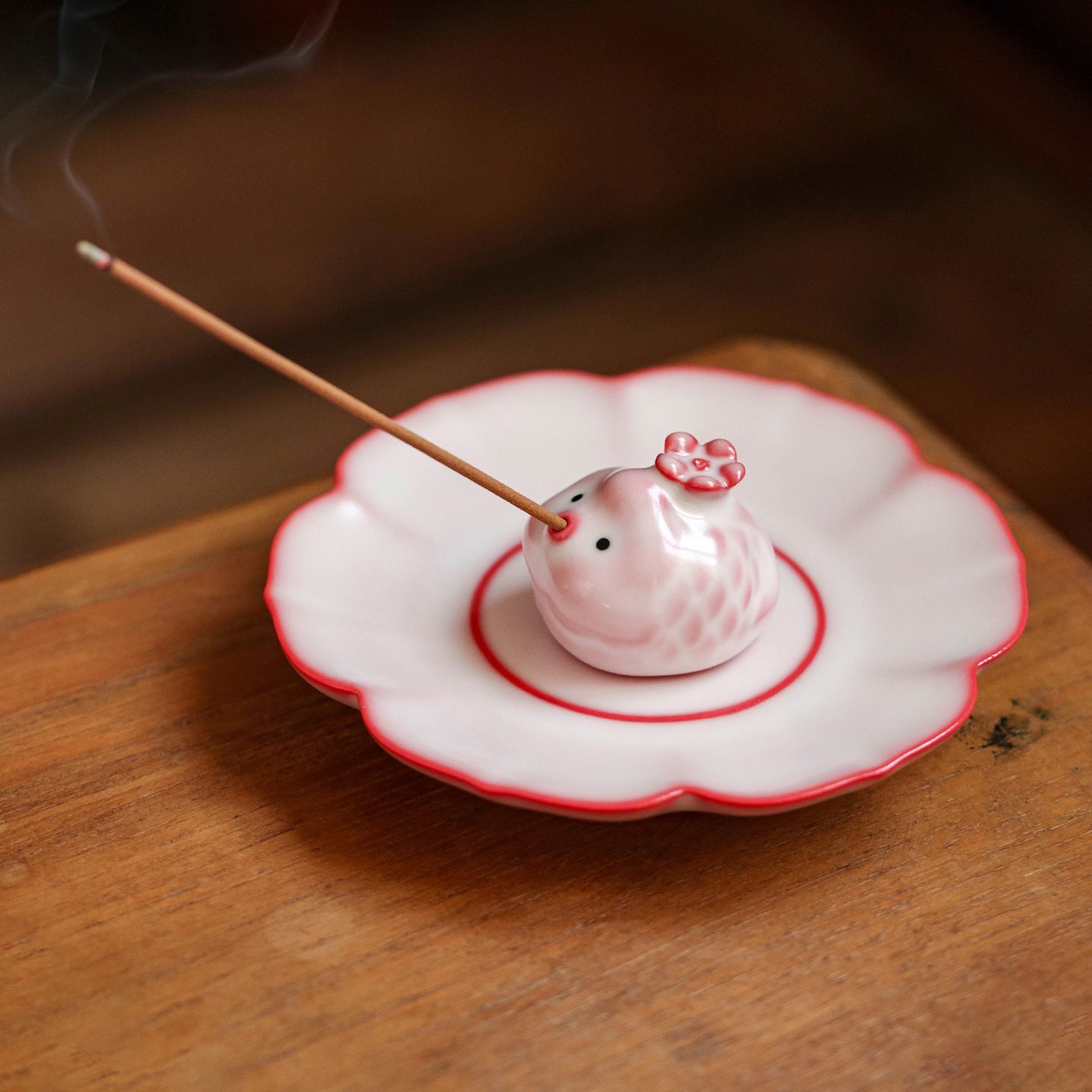 新品未使用 汝窯 ラード 香立て 陶磁器 檀香 香台 香受け 香皿 中式