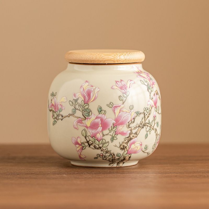 新品未使用 中国風汝磁茶葉缶 高級小型茶罐 密閉防湿茶葉保存缶 空缶