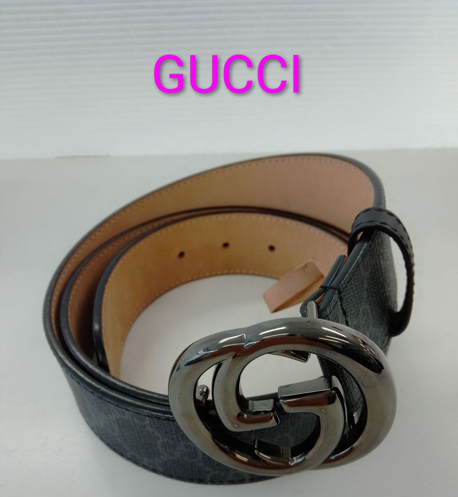 美品‼️グッチ ベルト インターロッキング GGスプリーム　レザーユニックス せ*い様 グッチ インターロッキングG バックル ベルト GGスプリーム