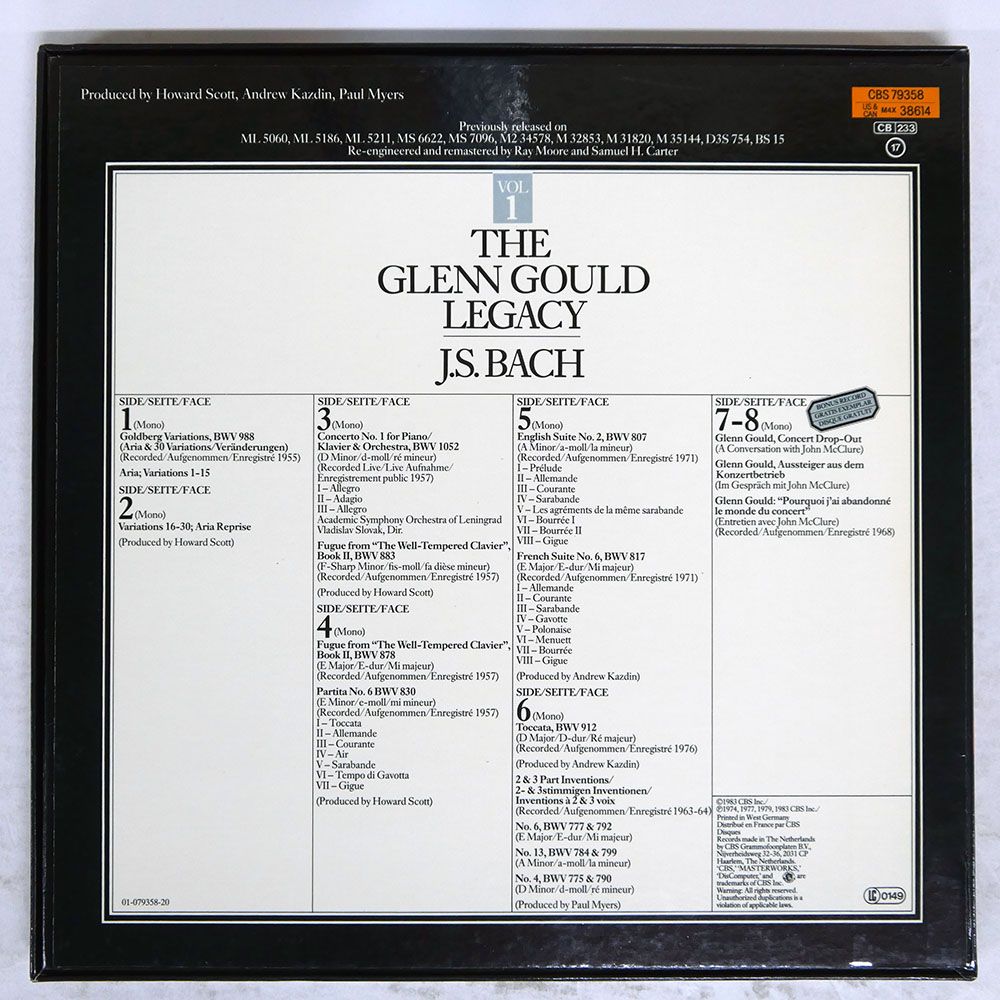 オランダ盤 グレングールド/グレングールドの遺産 第1巻 - J.S.バッハ