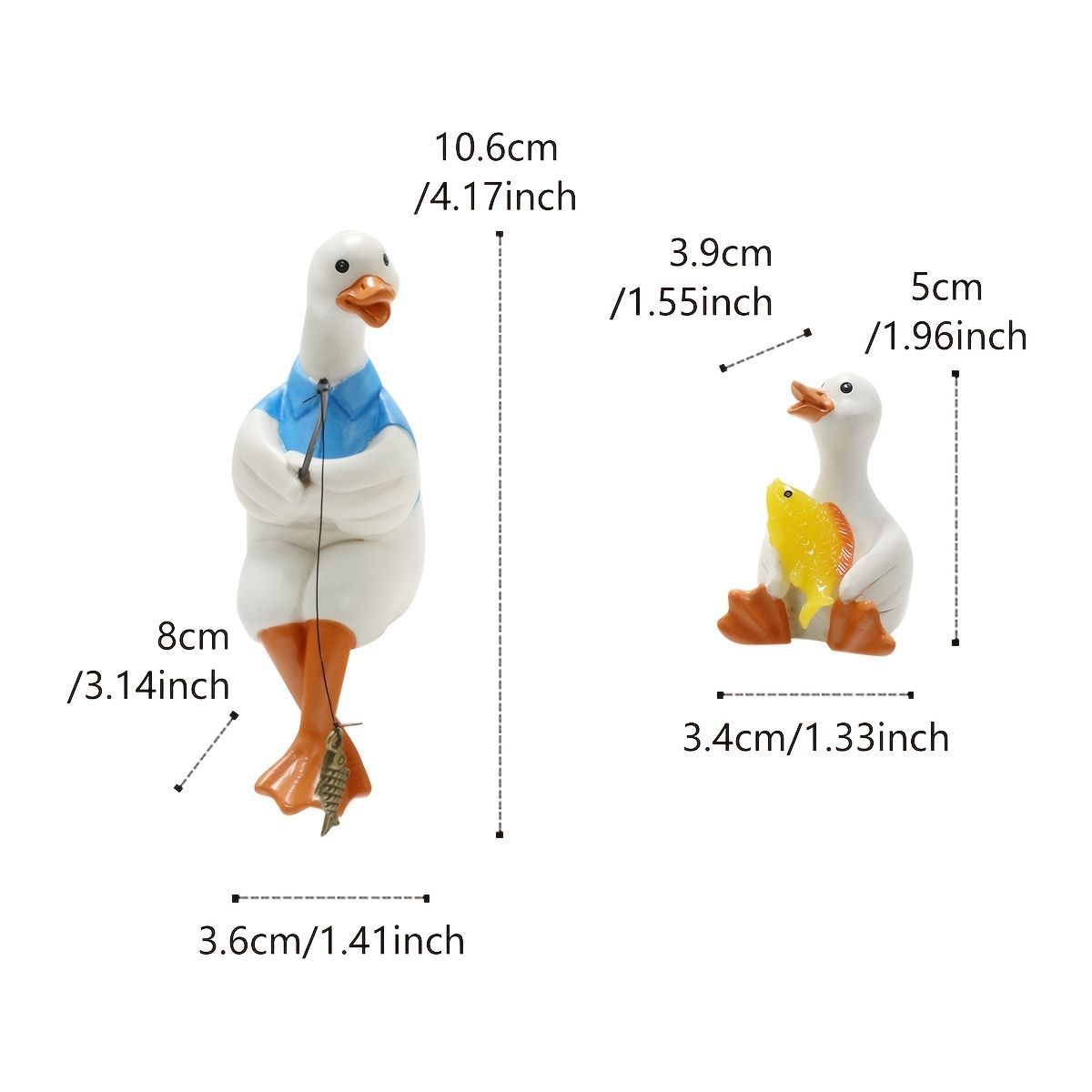 置物 オブジェ ガーデンオーナメント 釣りをしているアヒルの親子