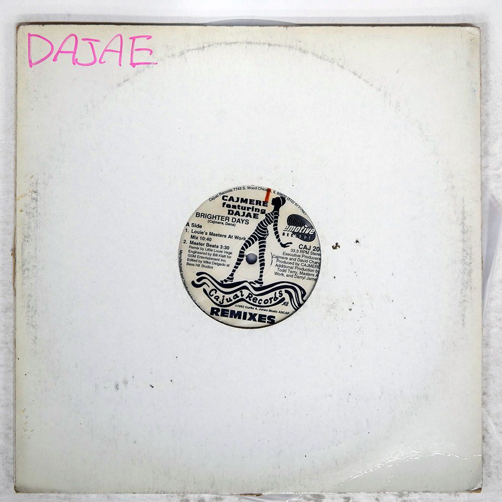 US盤 CAJMERE/BRIGHTER DAYS REMIXES/CAJUAL CAJ2041 12 - メルカリ