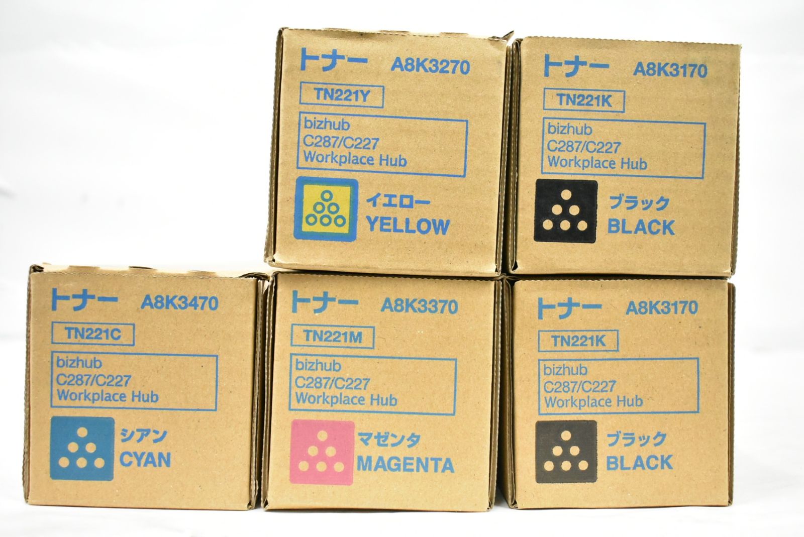 未使用 コニカミノルタ 純正 トナー TN221 4色5本（シアン・マゼンタ