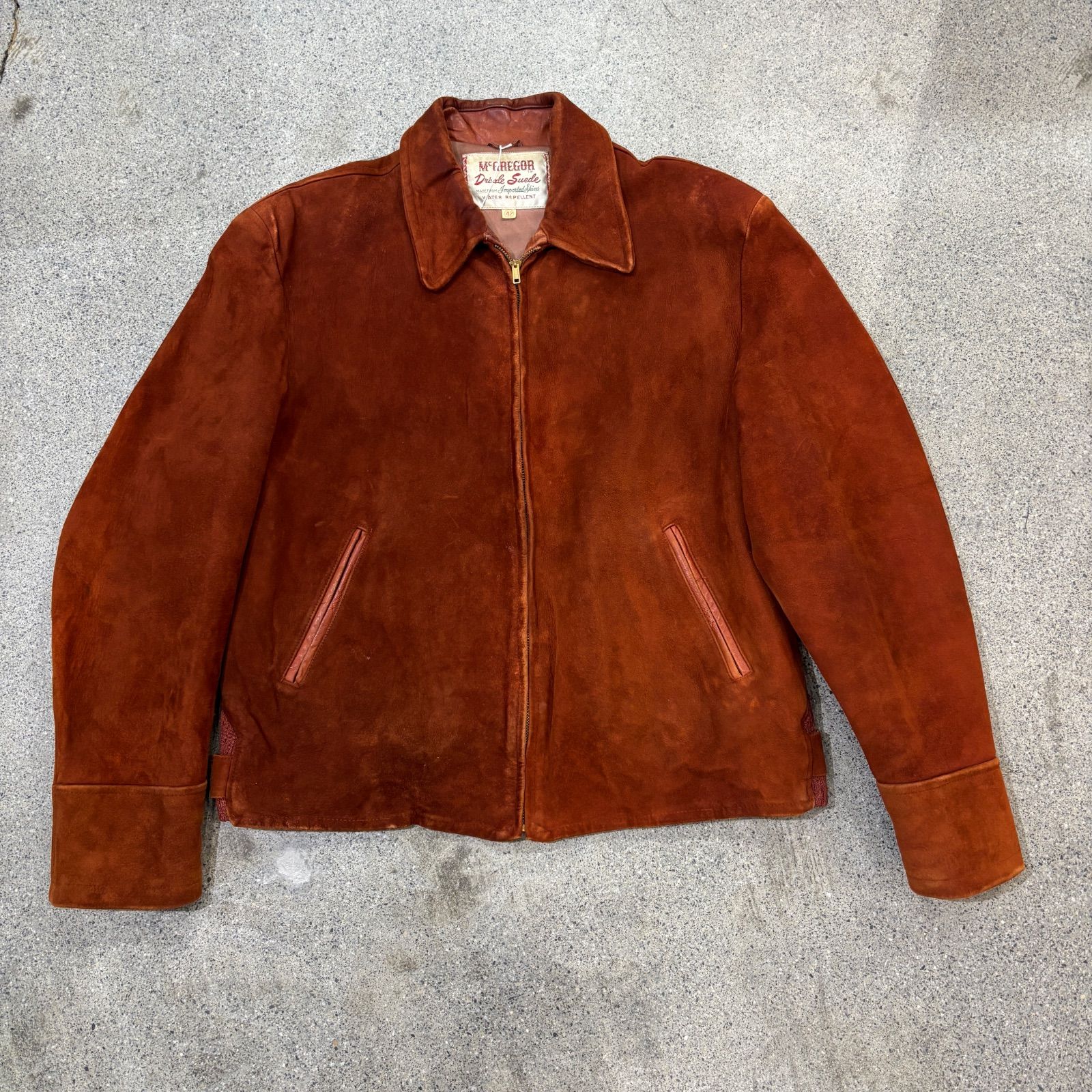 70's suede leather jacket 70年代 赤 おすすめ 古着 Mcregor】~70s Suede Leather Jacket 42 