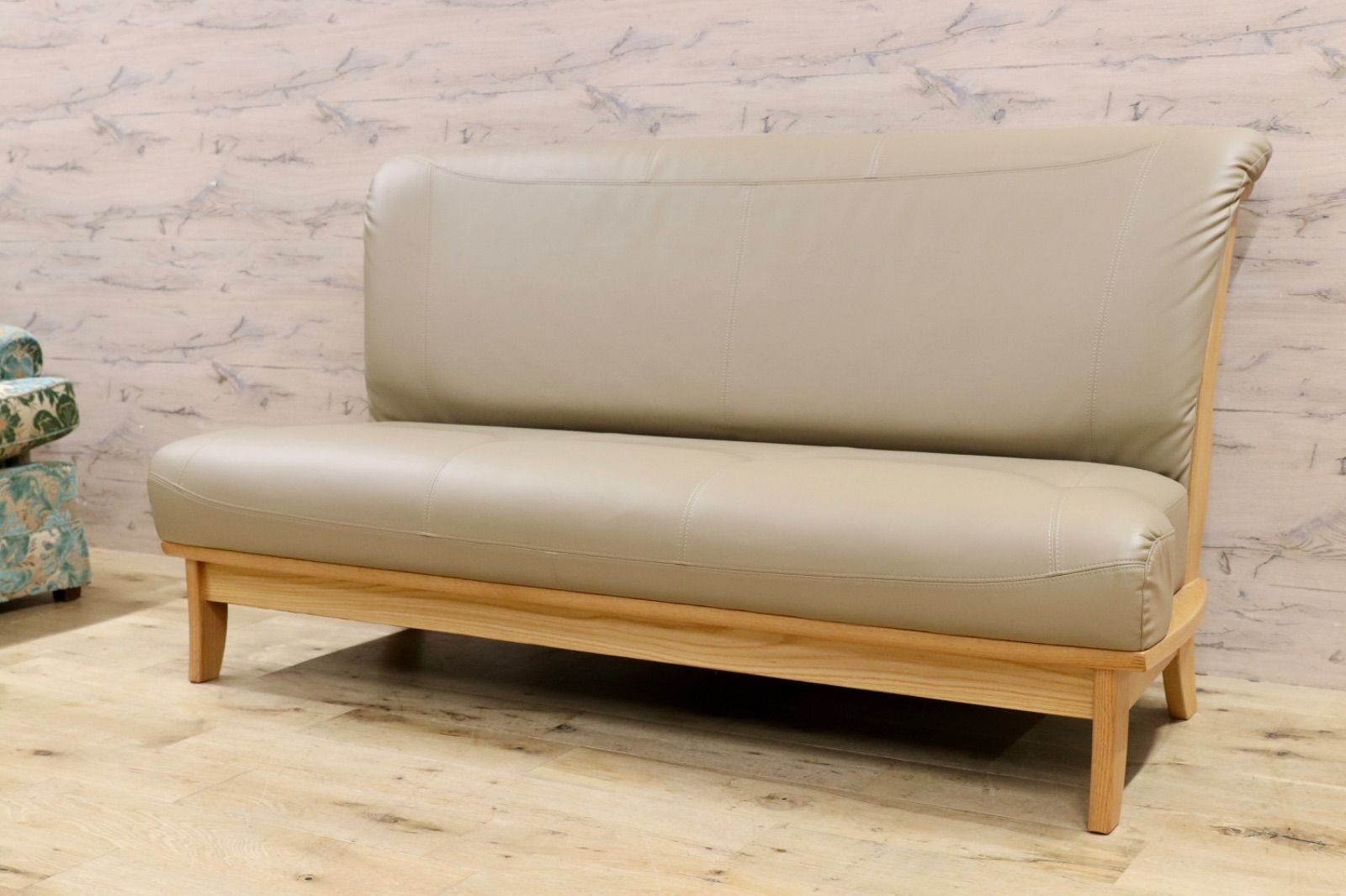 GMIS483D○NAGANO INTERIOR ナガノインテリア 3人掛けソファ リビングソファ ベンチソファ トリプルソファ オーク材 合皮