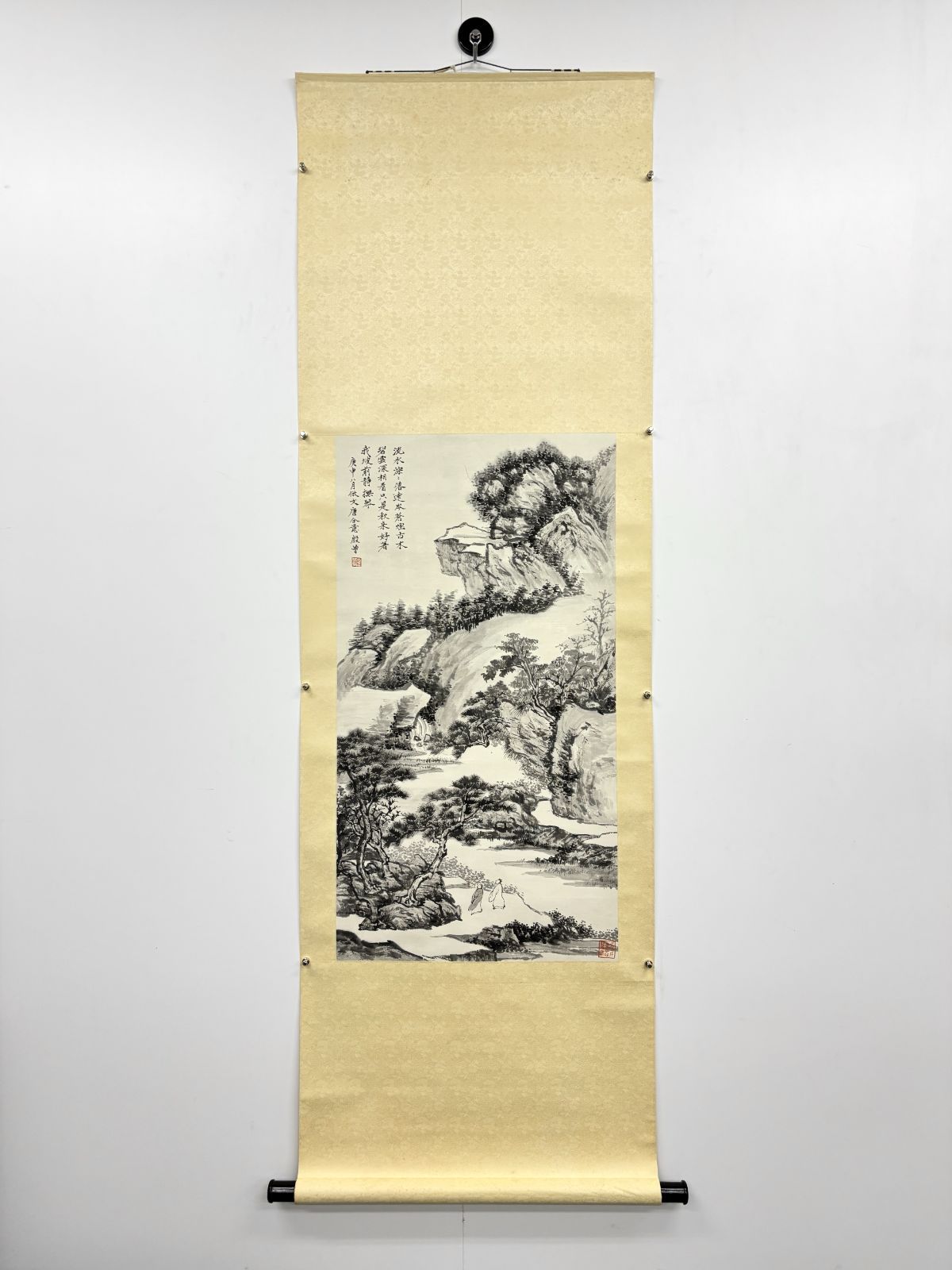 殷曾 流水淙淙落遠岑 山水画 水墨画 掛軸 美術品 作品 古美術 - メルカリ