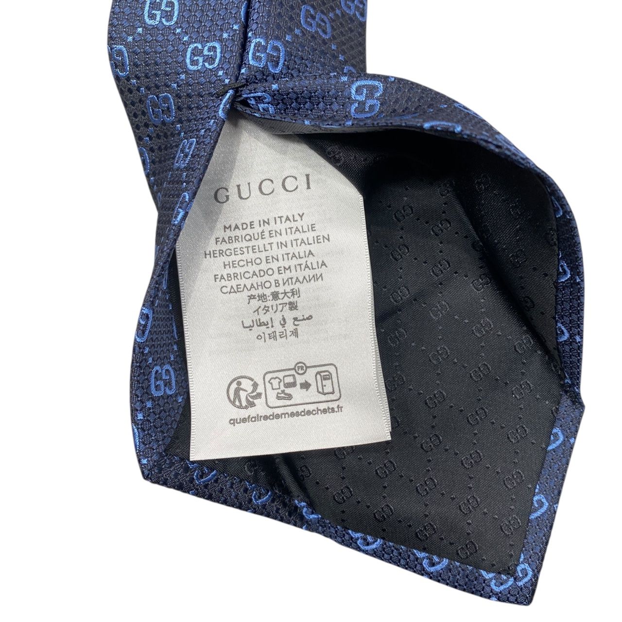 ☆GUCCI グッチ メンズ ネクタイ GGパターン 790227 ブル- 未使用品