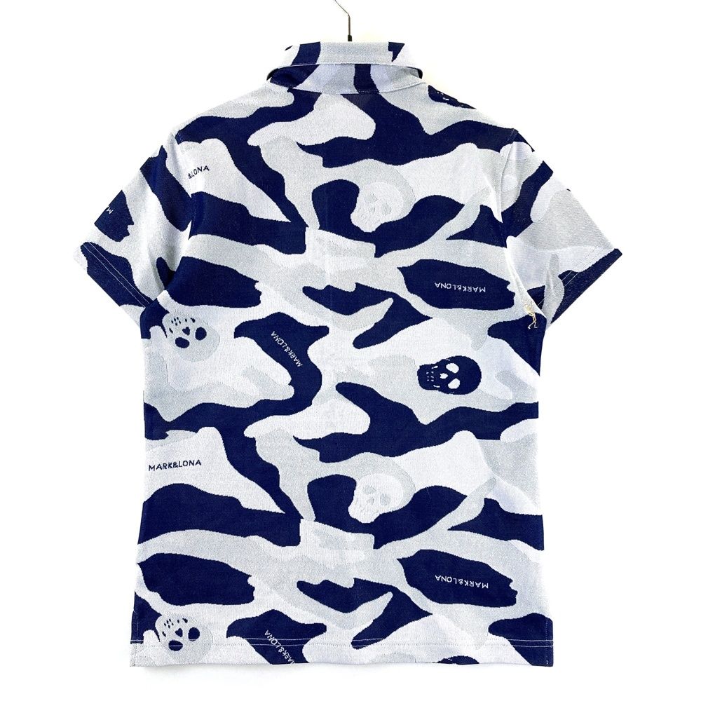 MARK&LONA 迷彩柄 スカルデザイン ポロシャツ Mサイズ相当 サイズ：36 MARK&LONA マークアンドロナ 半袖ポロシャツ ラメ スカル