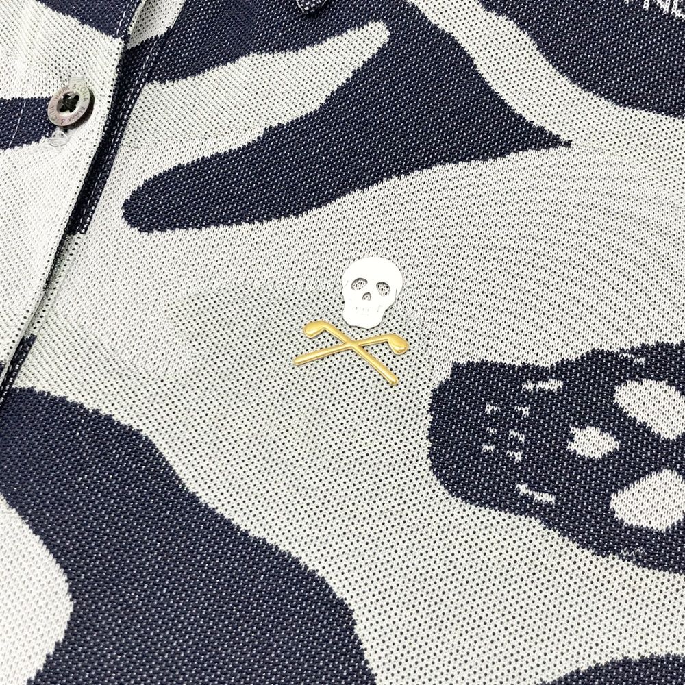 MARK&LONA 迷彩柄 スカルデザイン ポロシャツ Mサイズ相当 サイズ：36 MARK&LONA マークアンドロナ 半袖ポロシャツ ラメ スカル