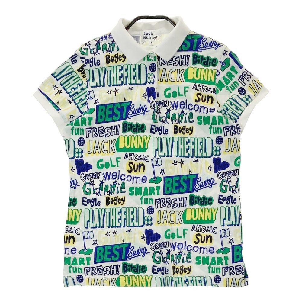サイズ：1 JACK BUNNY ジャックバニー 半袖ポロシャツ 英字総柄