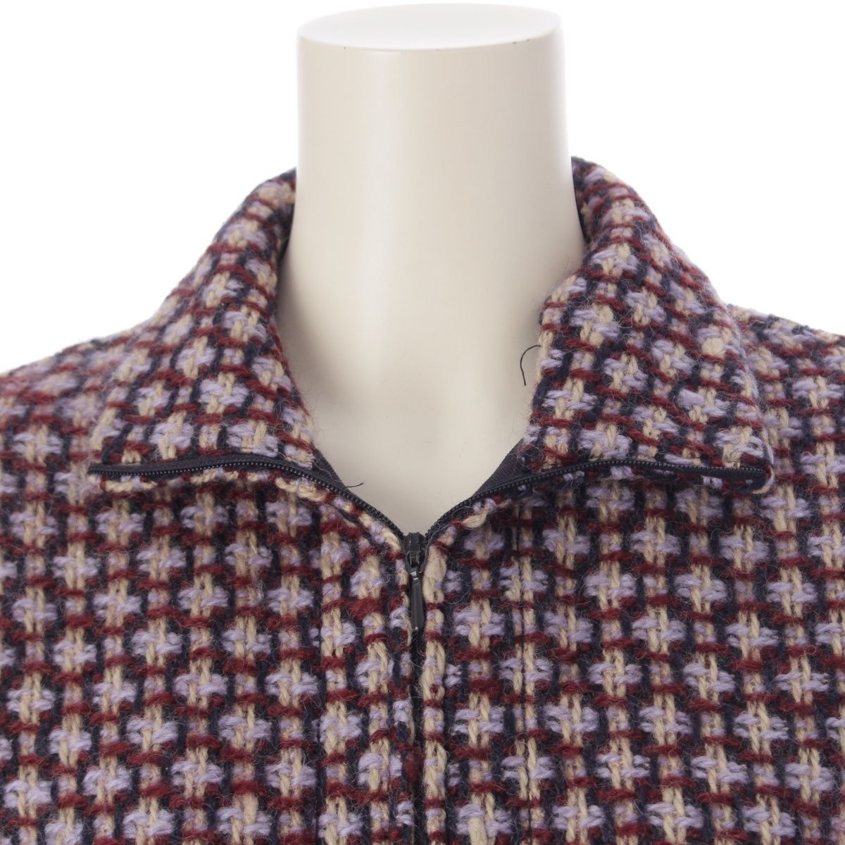 ミュウミュウ ウール アーカイブ ファンシー ツイード ニット ブルゾン