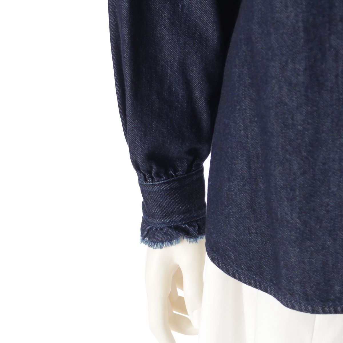 ドゥロワー 25SS コットン×シルク デニム フリル 長袖シャツ トップス