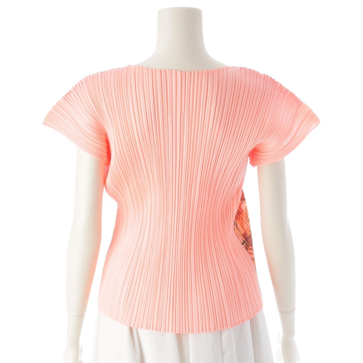 プリーツプリーズ イッセイミヤケ パフェプリント 半袖クルーネック