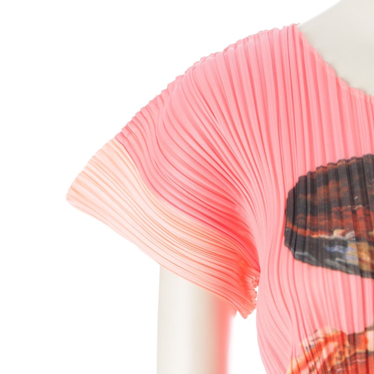 プリーツプリーズ イッセイミヤケ パフェプリント 半袖クルーネック