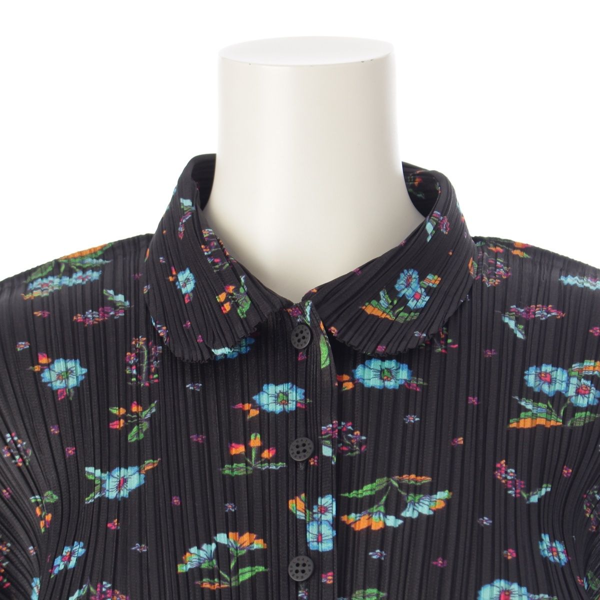 プリーツプリーズ イッセイミヤケ 花柄 総柄 長袖 カーディガン