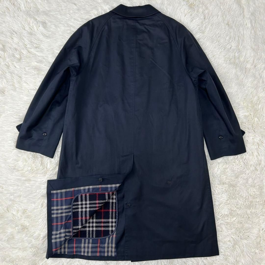 BURBERRY バーバリー　ステンカラーコート　ノバチェック　ネイビー　L 美品/L】BURBERRY バーバリー ステンカラーコート ロングコート