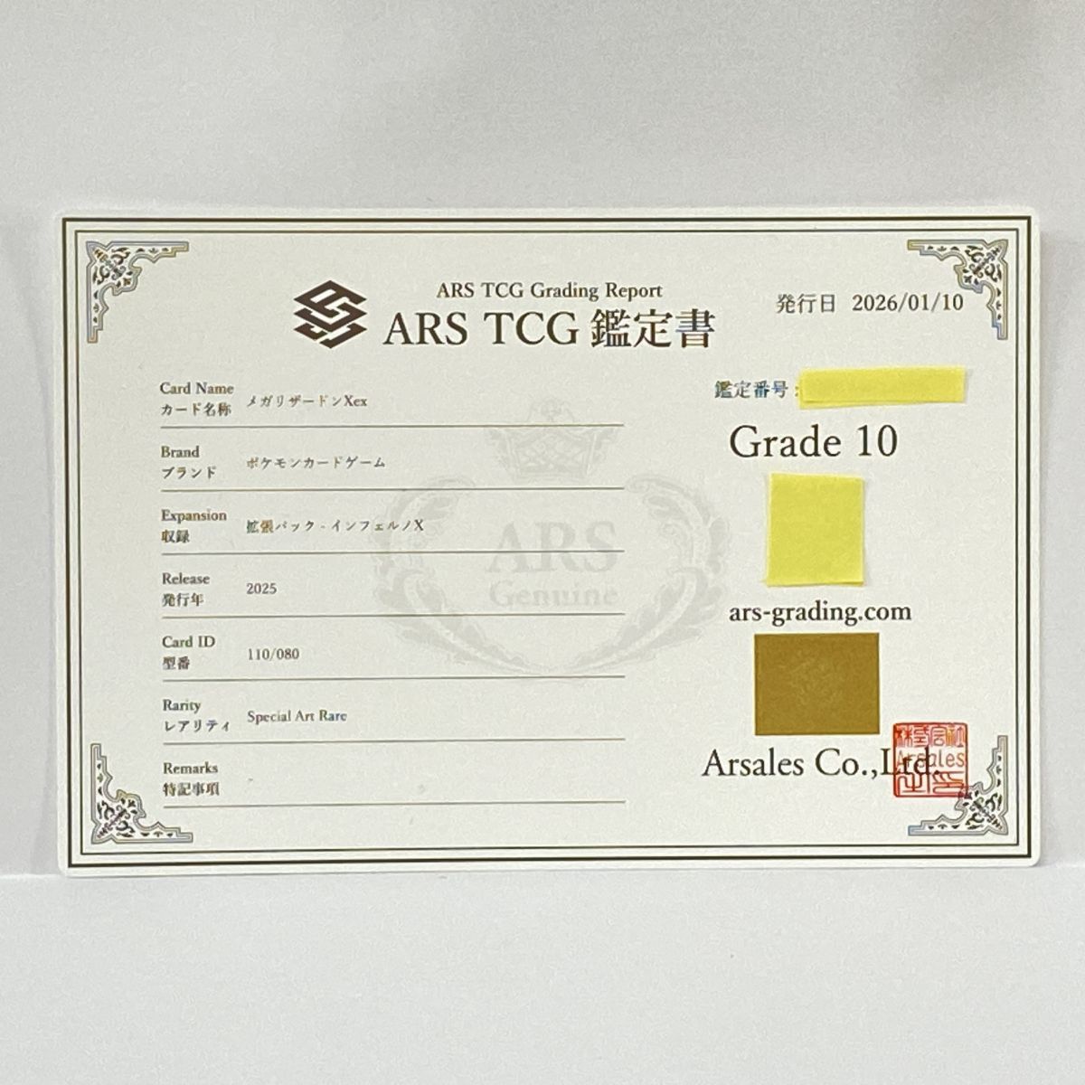 ARS10】ポケモンカードゲーム メガリザードンX ex M2 110/080 SAR 鑑定