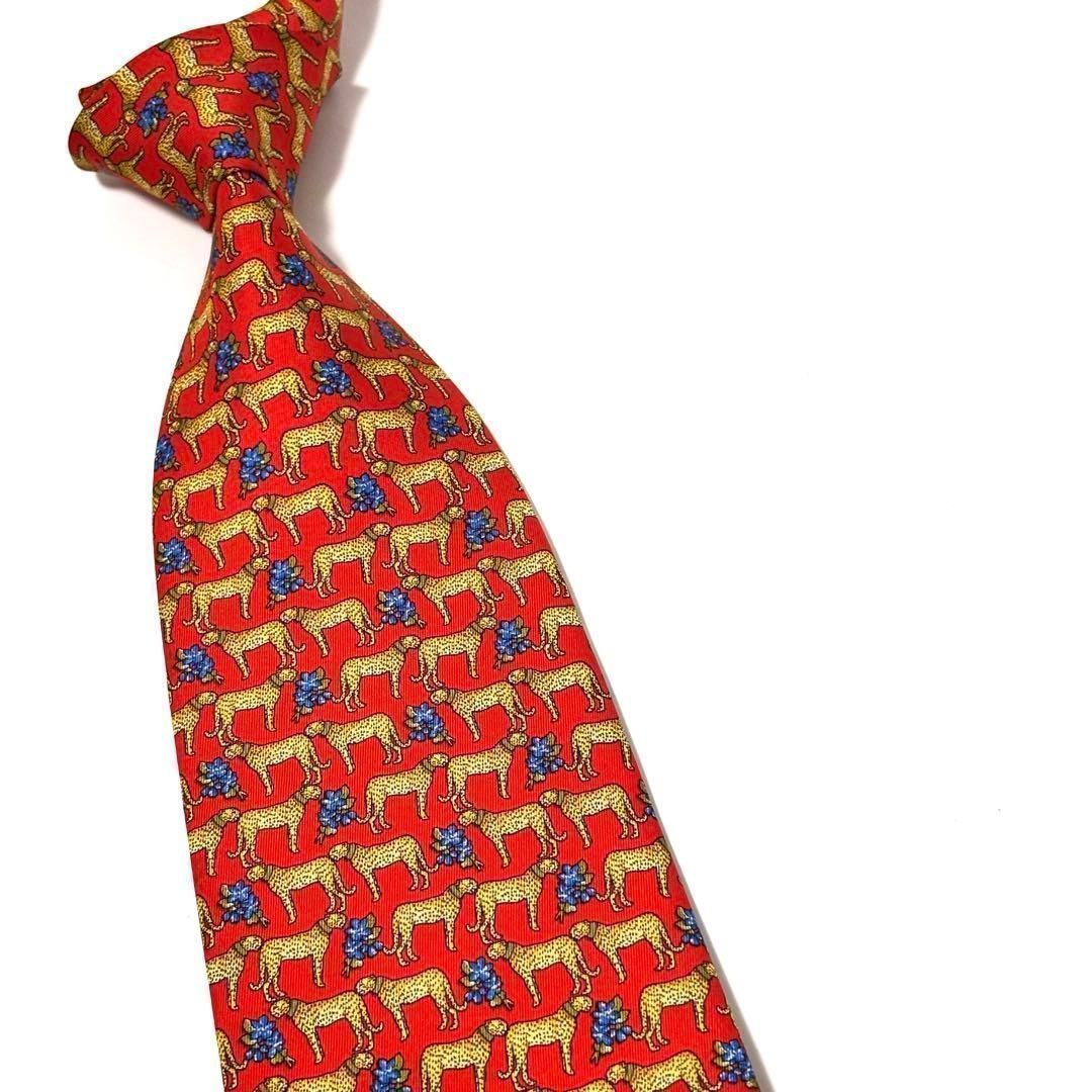 未使用・タグ付き✨ クリスチャンディオール ネクタイ ヒョウ柄 レッド