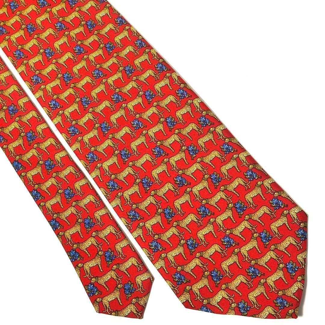 未使用・タグ付き✨ クリスチャンディオール ネクタイ ヒョウ柄 レッド