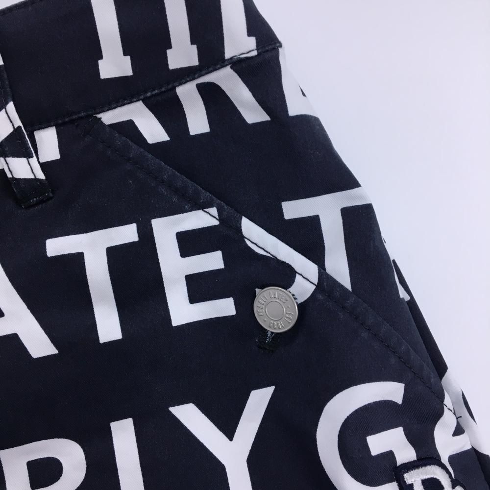 パーリーゲイツ スカート ネイビー×白 ロゴ総柄 内側30周年 レディース