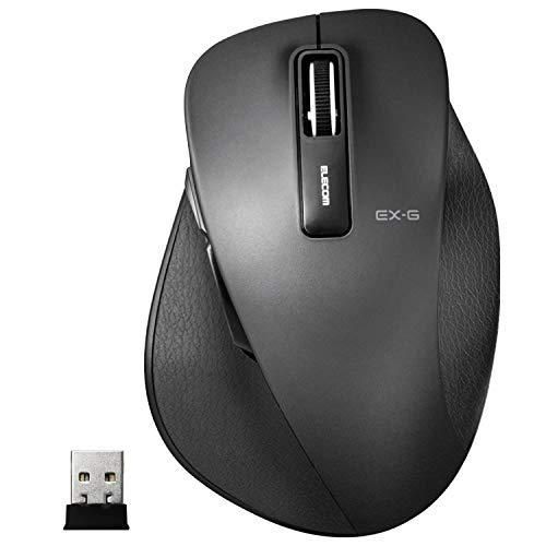 エレコム マウス ワイヤレス (レシーバー付属) Lサイズ 5ボタン (戻る・進むボタン搭載) BlueLED 握りの極み ブラック M-XGL