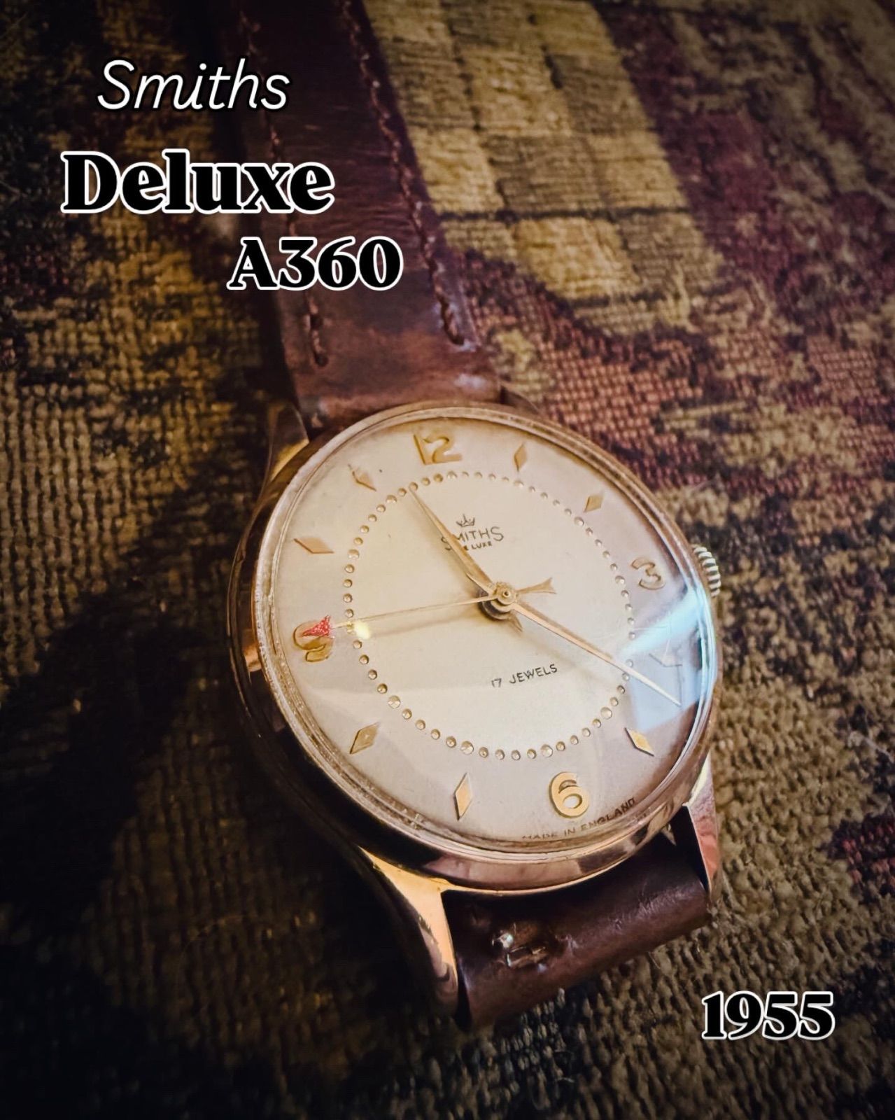 Smiths（スミス) Deluxe A360 手巻ヴィンテージ時計 2/3までの早割クーポン¥3000》 1955年 英国スミス社の名作「Smiths