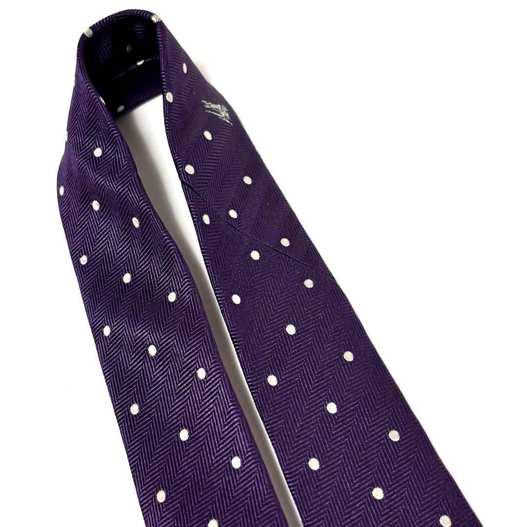 未使用 バーバリー BURBERRY パープル ドットネクタイ 極美品✨ バーバリーブラックレーベル ネクタイ ドット パープル 紫