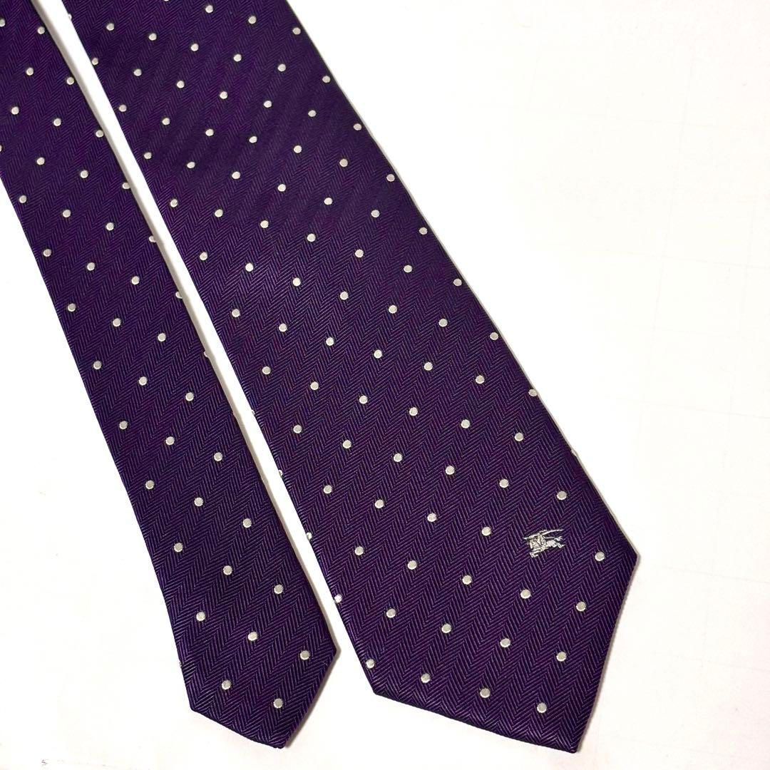極美品✨ バーバリーブラックレーベル ネクタイ ドット パープル 紫
