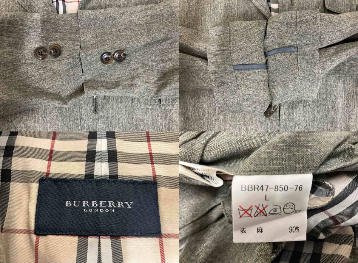 BURBERRY バーバリー テーラードジャケット 綿麻混合 Lサイズ グリーン