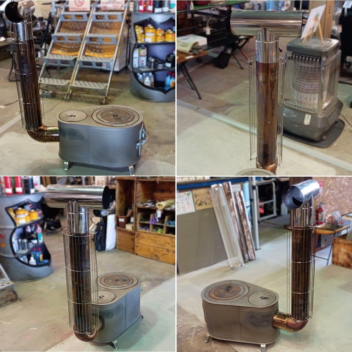 ◆ シンボセイサクショ 薪ストーブ キャンプセット 大 1号窓付き オプション品つき