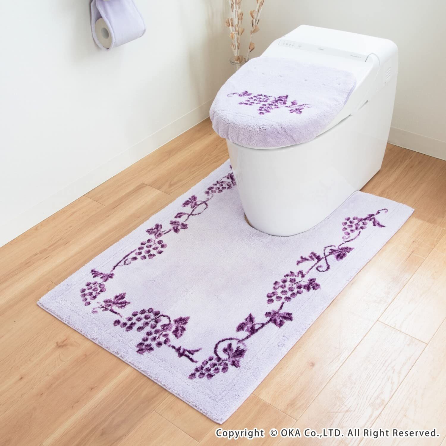 オカ OKA 乾度良好ラクス トイレマット 耳長ロングサイズ 約105 cm×70 cm パープル 日本製 滑り止め 吸水 速乾 抗菌 防臭 エレガント